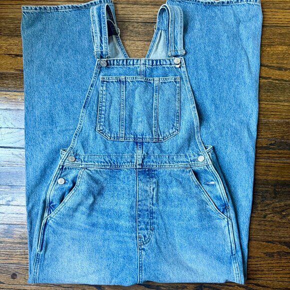 Reformation, River Relaxed Denim Overalls Ivory, Size 6 - Picture 7 of 7